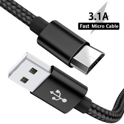 Nylon Braided Micro USB Cable 3.1A Fast Charging Data Charger microusb Cord For Samsung Xiaomi HTC Android Phone Cables 1M 2M 3M Docks hargers Docks C