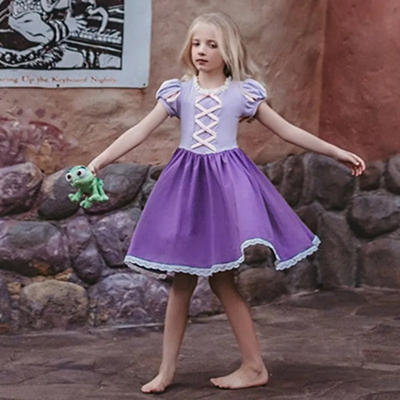 ??? Pre Sale 2021 New Disney Princess Dress for Girls Knee Length Casual  Clothes Rapunzel Kid Frozen Elsa amp;Anna Party Frocks Star War 