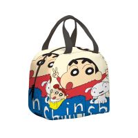 Crayon Shin-chan กระเป๋าใส่อาหารกลางวันสำหรับเด็กรูปแบบอะนิเมะนักเรียนแบบพกพาถุงน้ำแข็งเด็กชายเด็กหญิงฉนวนกันความร้อนกระเป๋าปิคนิค