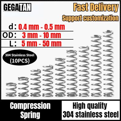 10 Pcs Wire Diameter 0.4mm 0.5mm High Quality 304 Stainless Steel Compression Spring Return Cylidrical Coil Repair Small Springs Spine Supporters