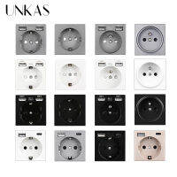 UNKAS B8 Modules DIY Free Combination New EU French Type C 16A Wall Power Socket Dual USB Charger Port Hidden Soft LED Outlet