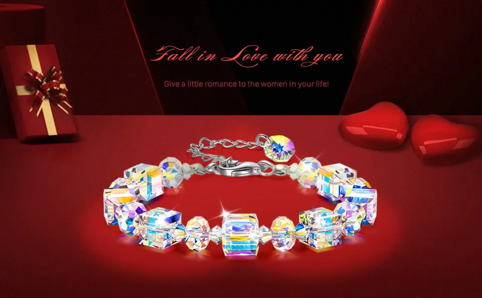 LadyColour A Little Romance Bracelet Swarovski Crystals 925 Sterling