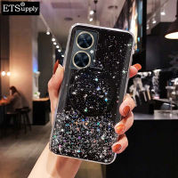 เคสโทรศัพท์ Huawei Nova 11 Pro ฝาครอบ11i เคสนิ่มแหวนขึ้นเงากากเพชรใสแต่งหน้าฝาหลังเป็นกระจกสำหรับ Huawei Nova 11i Nova11Pro เคสรูปดาวพระจันทร์สำหรับผู้หญิง