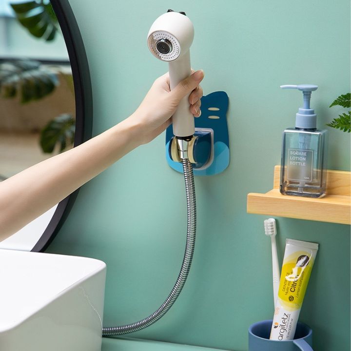 cartoon-shower-bracket-adjustable-universal-self-adhesive-base-bathroom-accessories-bathroom-organizer-shower-head-shelves