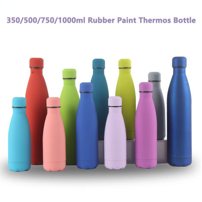 3505007501000ml Insulated Stainless Steel Water Bottle Thermos Mug Rubber Painted Surface Vacuum Flask Coffee Cup Bottle