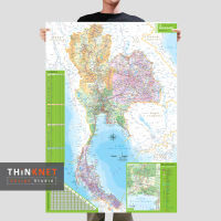โปสเตอร์แผนที่ประเทศไทยแสดงข้อมูลจังหวัดและระยะทาง Map of Thailand: Provincial and Distance Information