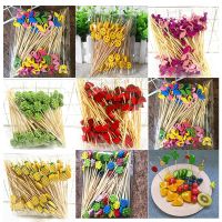 100 Pcs 12cm Disposable Bamboo picks Food Fruit Cocktail Handmade Toothpicks Picnic Party Supplies Decoration Cocktail Forks