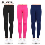 Quần legging Slaixiu 3 lớp màu trơn chất liệu vải mềm mại và thoải mái thích hợp bé gái từ 2-13 tuổi - INTL thumbnail