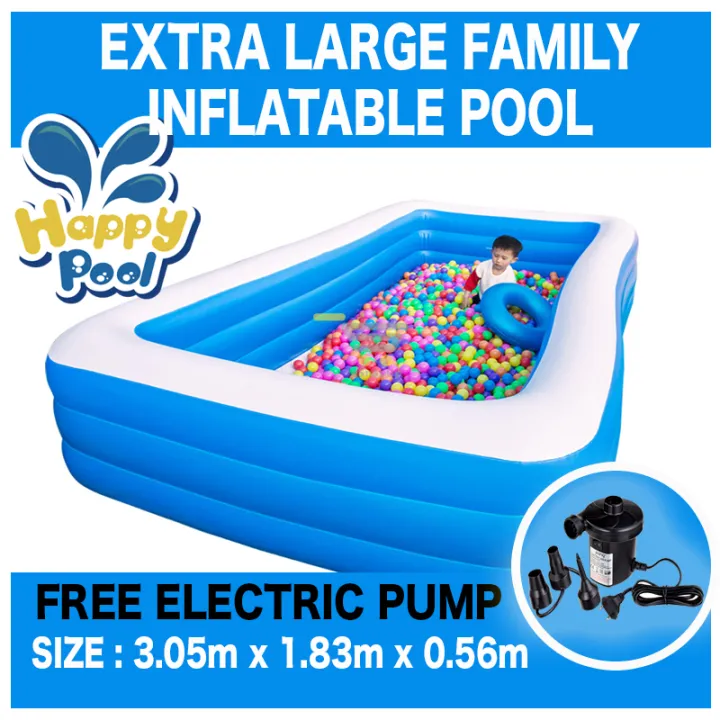 3 Layer FAMILY EXTRA LARGE SIZE HAPPY INFLATABLE POOL WITH FREE ...