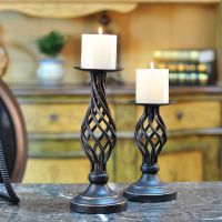 {6shop Department Store} เชิงเทียนโลหะสไตล์วินเทจสำหรับ Tealight Retro Iron Wrought เชิงเทียน Holder Hollow Pillar เชิงเทียนตกแต่งบ้าน