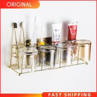 Luxury Golden Toothbrush Holder Non-perforated Wall-mounted Mouthwash Cup Brush Jar Toilet Storage Holder Bathroom Accessories