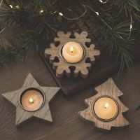 Christmas Wooden Snowflake Candlestick Christmas Tree Candlestick Five Pointed Star Tall Thin Candlestick Holders Candle Trays