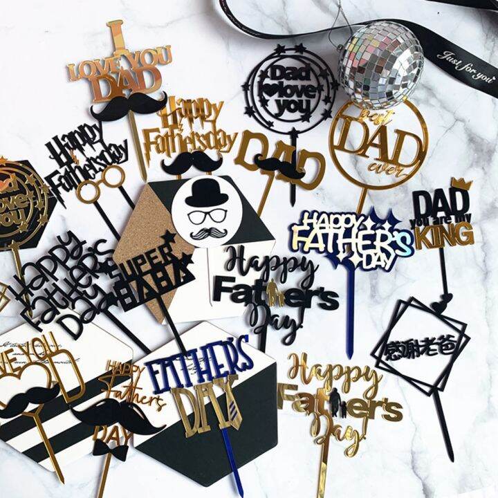 DYJJD Acrylic Super Dad Party Happy Dessert Cake Decorations Father's Day Birthday Cake Topper