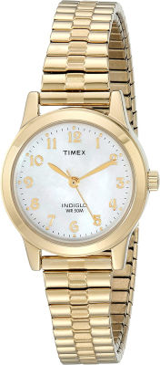 Timex Womens Essex Avenue 25mm Watch Gold-Tone/Mother of Pearl