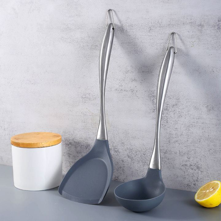 non-stick-ซิลิโคน-hollow-ยาว-handle-spatula-ช้อนครัว-handing-hole-design-ทนต่ออุณหภูมิสูงเครื่องมือทำอาหาร