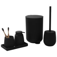 Bathroom Set Small Trash Can, Toothbrush Holder, Soap Dispenser, Dressing Table, Toilet Brush and Holder