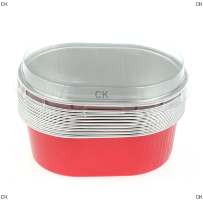 CK 10pcs อลูมิเนียมฟอยล์อบถ้วยความร้อนทนเค้กถ้วยแม่พิมพ์พร้อมฝาคัพเค้ก