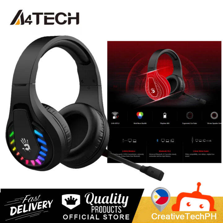 A4Tech Bloody GR230 Rotatable Microphone Bluetooth v5.2 Wireless Over ...
