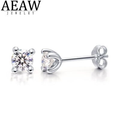 ต่างหูเพชร Moissanite AEAW ต่างหูเพชรสตั๊ด3มม. และ4มม. สเตอริงเงินคลาสสิคห้องปฏิบัติการเพชร4ต่างหูปลายแหลม