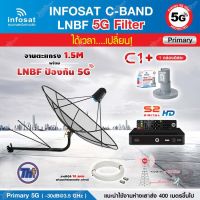 THAISAT C-BAND 1.5M (ขางอยึดผนัง 150CM.) + กล่อง PSI S2X HD + LNB 5G infosat รุ่น C1+ แถมสายRG6ตามชุด