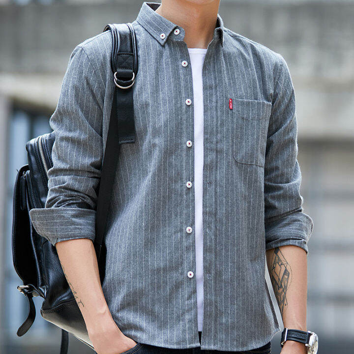 Shirt Men's Casual Long Sleeve Plain Polo for Men Premium Cotton Formal