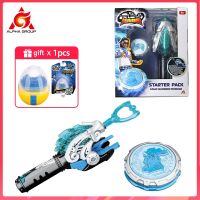 Infinity Nado 6 Starter Pack-Gold Warrior Phoenix Metal Ring &amp; Tip Spinning Top Gyro with Monster Icon Cord Launcher Kid Toy