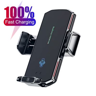 Car Phone Holder Wireless Charger For iPhone 12 13 14 Pro Max Samsung Magnetic Plug Induction Fast Charging Stand Sleek Mount