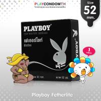 ถุงยางอนามัย 52 เพลย์บอย เฟทเธอร์ไลท์ ถุงยาง Playboy Fetherlite ผิวเรียบ หนา 0.04 มม. บางพิเศษ (1 กล่อง)