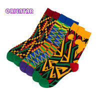 3 Pairspack Women Socks African Print Striped Lattice Design Colorful Soft Socks Leisure Skateboard Socks Funny Gift Multicolor