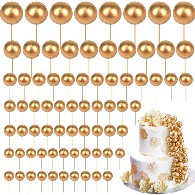 【CW】☬  80 Pcs Gold Balls Balloons Toppers Foam Decorations Insert for Birthday