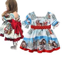 2022 Christmas Princess Dresses Baby Girls Tutu Dress Red Bow Birthday Party Santa Snow Kid Clothes Outfit Toddler Xmas Costumes