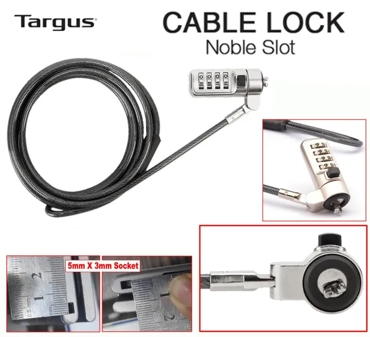 Original Dell Targus 1.8M 6 feet ASP66APX Notebook Laptop Cable Combination NOBLE Wedge LAPTOP Number LOCK Support Dell Latitude XPS Inspiron with ...