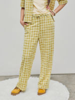 Cider Tweed Middle Waist Check Pocket Wool-blend Straight Leg Trousers