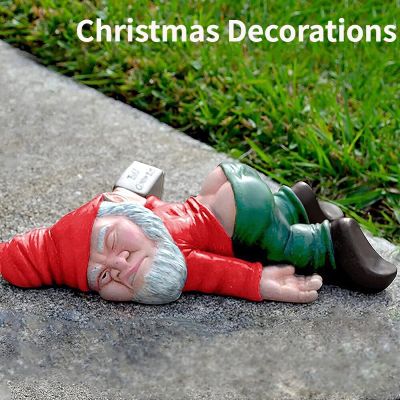 Funny Drunken Garden Gnomes Christmas Ornaments Outdoor Indoor Patio Lawn Porch Decoration Statue Resin Crafts