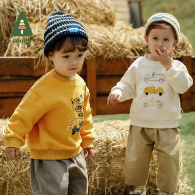 Amila Baby Sweatshirt 2022 Autumn New Cartoon Long Sleeves Sweater Solid Color Cotton Girls and Boys Casual Childrens Clothes