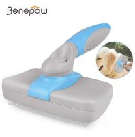 Benepaw Self-cleaning Slicker Dog Brush Comb Professional Comfortable Pet Grooming Tool Effectively Removes Loose Hair Tangles