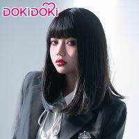 ในสต็อกข้อห้ามสาววิกผมคอสเพลย์โลลิต้า DokiDoki ผู้หญิงผมทนความร้อนสีดำตรงผมคอสเพลย์ทุกวันวิกผมโลลิต้า JK