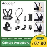 Andoer สายรัดหน้าอกอุปกรณ์เสริมกล้องแอคชั่นแคมเมรา6-In-1สำหรับกล้องกีฬา Gopro DJI รุ่นแรกที่มีกล้องวีดีโอ