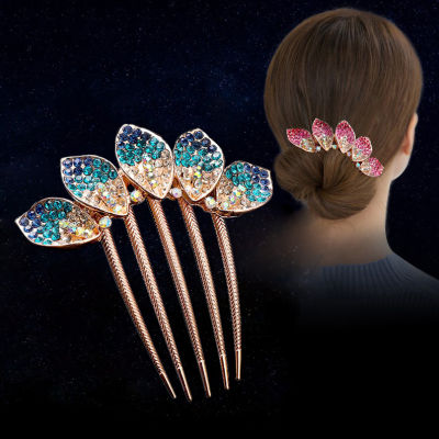 Korean version of new Rhinestone Pearl bow hair accessories popular five tooth disc comb