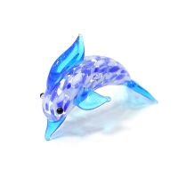 2pcs Custom Murano Glass Dolphin Miniature Figurines Ornaments Home Desk Aquarium Decoration Accessories Cute Sea Animal Statues