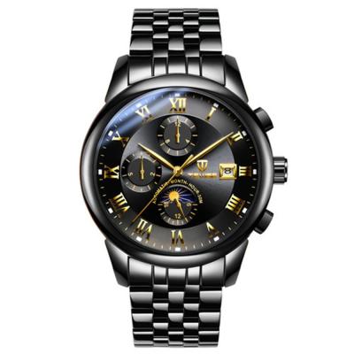 TEVISE นาฬิกาข้อมือผู้ชายกันน้ำ9008,นาฬิกาแฟชั่นลำลองสำหรับธุรกิจสายสแตนเลสชายปฏิทิน