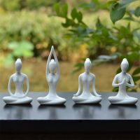 24 Styles Creative Abstract Art Ceramic Yoga Poses Sculptures Figurines Craft Yoga Lady Figure Studio Office Home Decor Ornament