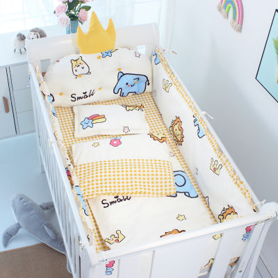 60*120cm 5pcsset Crown Cushion Crib Bedding Set Cotton Toddler Baby Bed Cot Bumper Bedding Sheet For Girl Boys ZT37