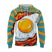 Spring Autumn New Mens Hoodie Fashion Street Loose Mens Hoodie Poached Egg 3D Printed Mens Hoodie Casual Style Mens Hoodie