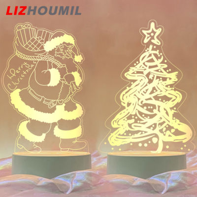 LIZHOUMIL โคมไฟตั้งโต๊ะต้นคริสต์มาสยูเอสบีสำหรับของตกแต่งห้องนอนในบ้านซานต้าที่สร้างสรรค์ซานตาคลอสไฟกลางคืน3d