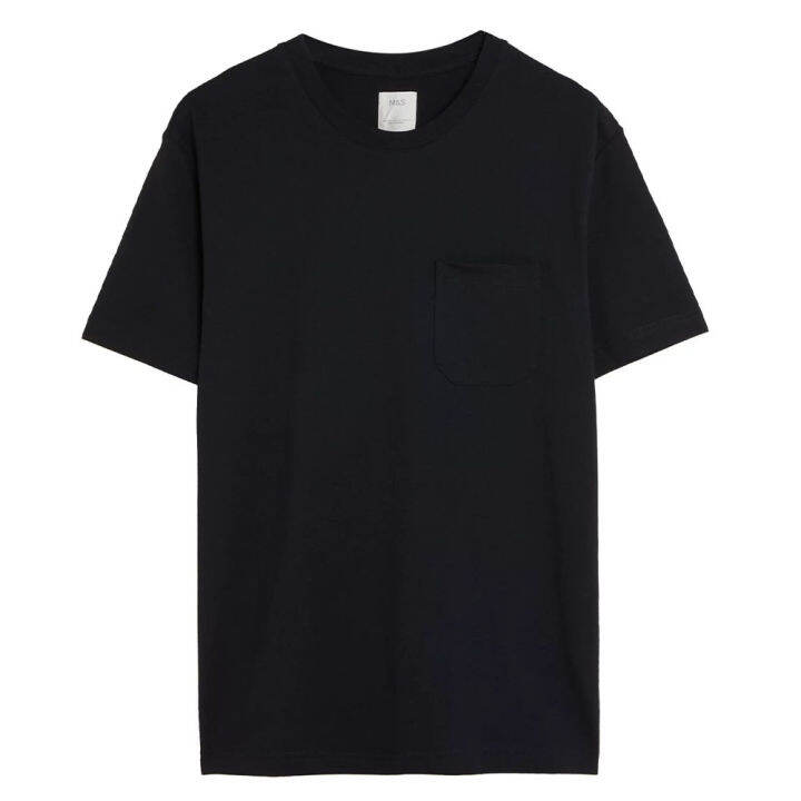 Marks & Spencer Men's Pure Cotton Heavy Weight TShirt (Black) Lazada PH