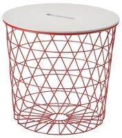 KVISTBRO Storage table, red/light grey, 44 cm (ควิสท์บรู โต๊ะกลมมีที่เก็บของ, แดง/เทาอ่อน, 44 ซม.)