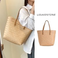 Summer summer texture small crowd portable large bag women 2023 new large-capacity commuting shoulder woven tote bag 【BYUE】