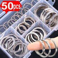 【LZ】✈☾♧  Chaveiros de prata com furo de aço inoxidável Split Keychain Ródio chapeado redondo Metal DIY atacado 10-50Pcs