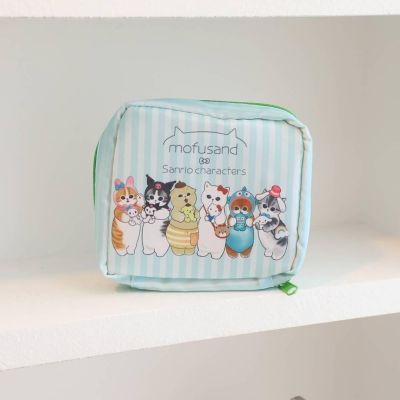 กระเป๋าใส่เครื่องสำอางค์ ทรงสี่เหลี่ยม  Mofusand X Sanrio  ขนาดกระทัดรัด  ขนาด 13×11.5×4.5 cm